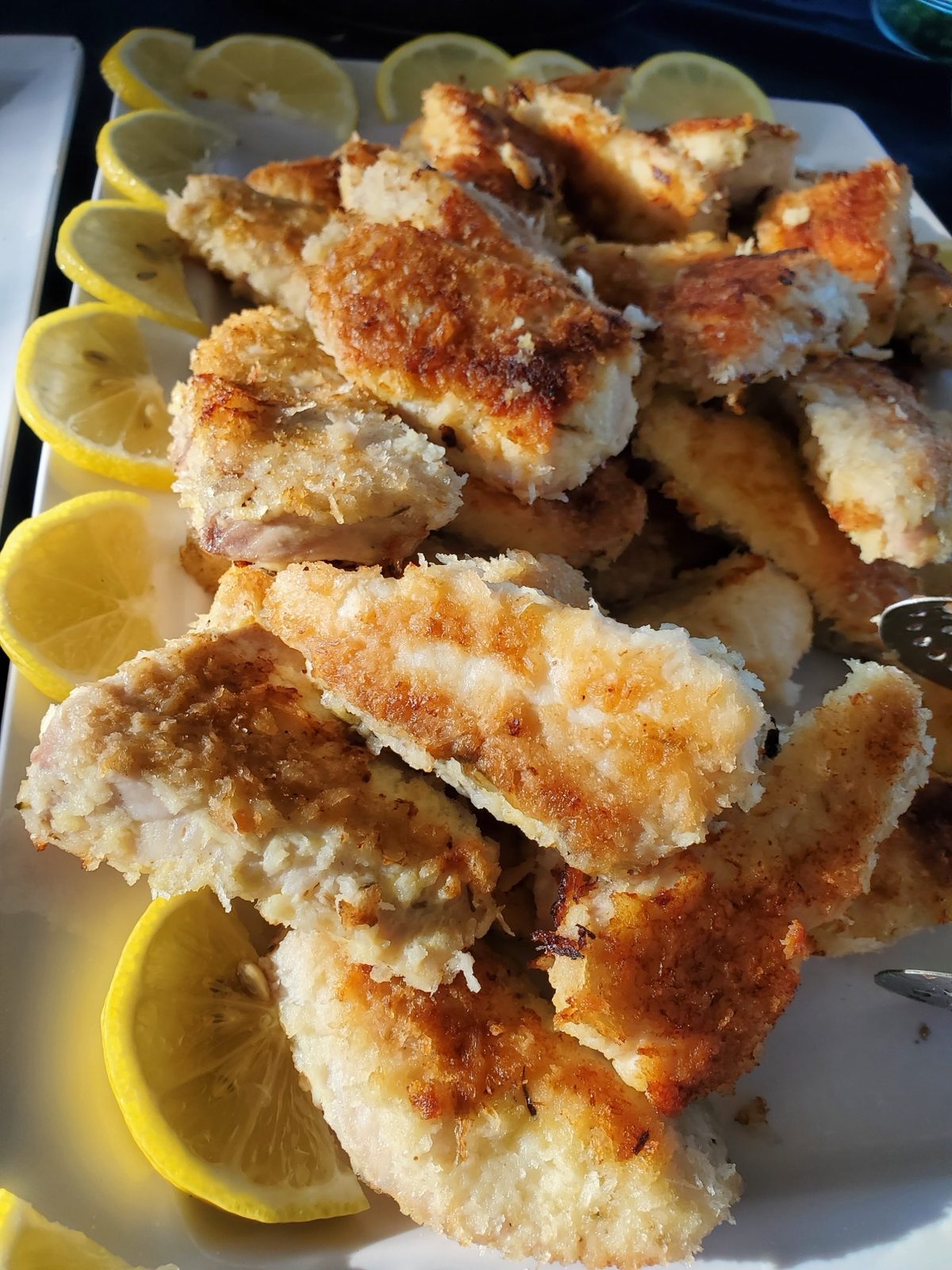 Panko-crusted fresh fish with lemon