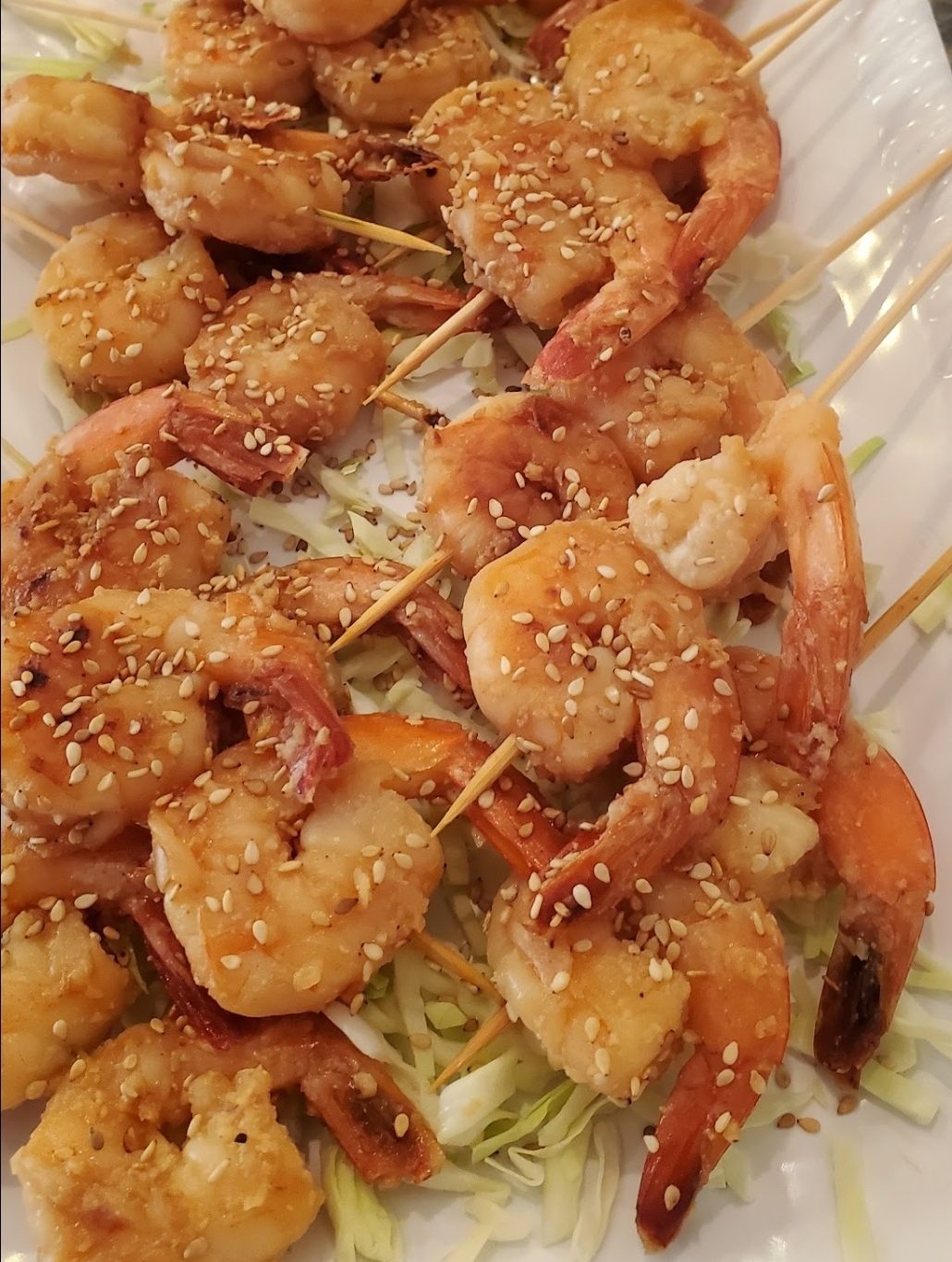Garlic shrimp on the skewer