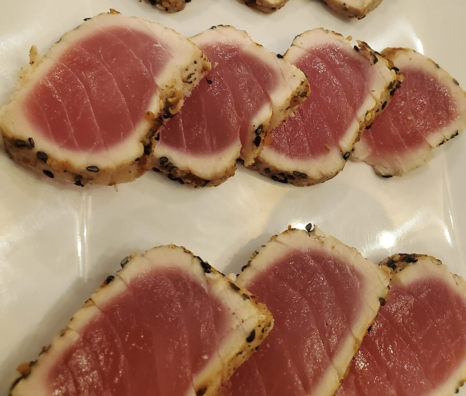 Sesame-crusted seared ahi, sliced