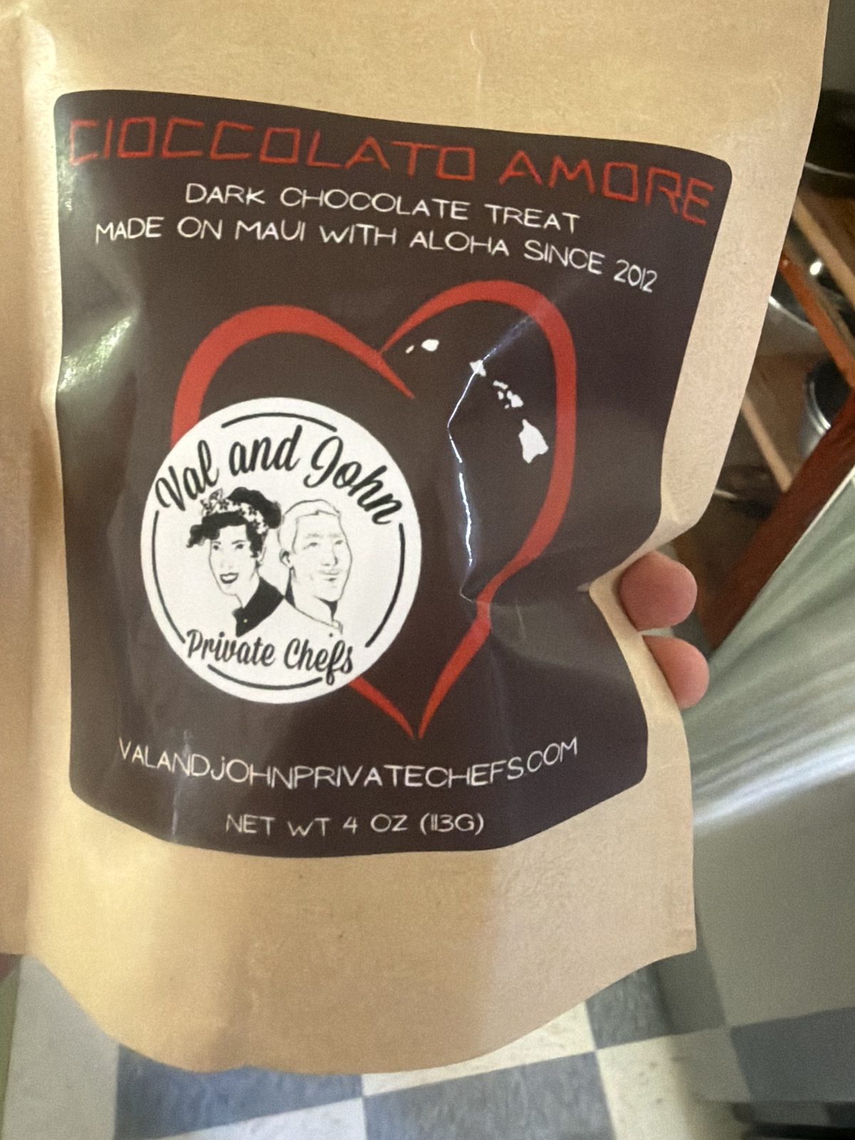 A 4 oz bag of Cioccolato Amore