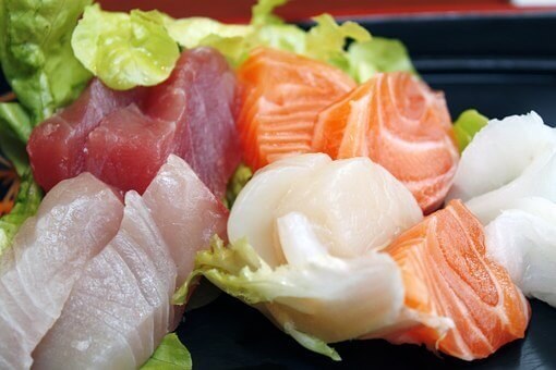 Sashimi platter with tuna, salmon and white fish