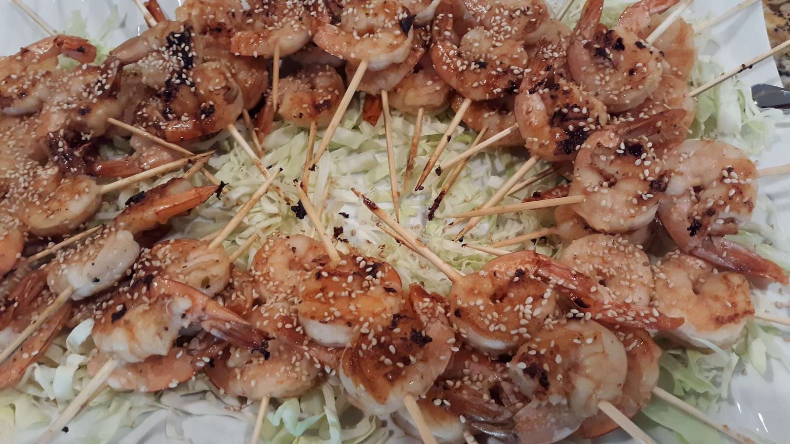 Garlic shrimp on the skewer